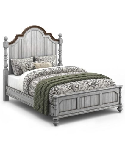 Plymouth Gray Queen Poster Bed