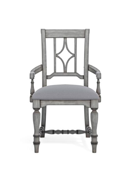 Plymouth Gray Pair of Upholstered Arm Dining Chairs